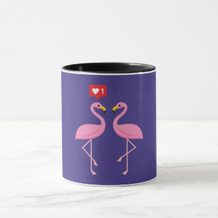 Cute Pink Flamingo Like Heart Pastel Mug