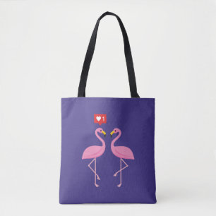 Cute Pink Flamingo Like Heart Pastel Tote Bag
