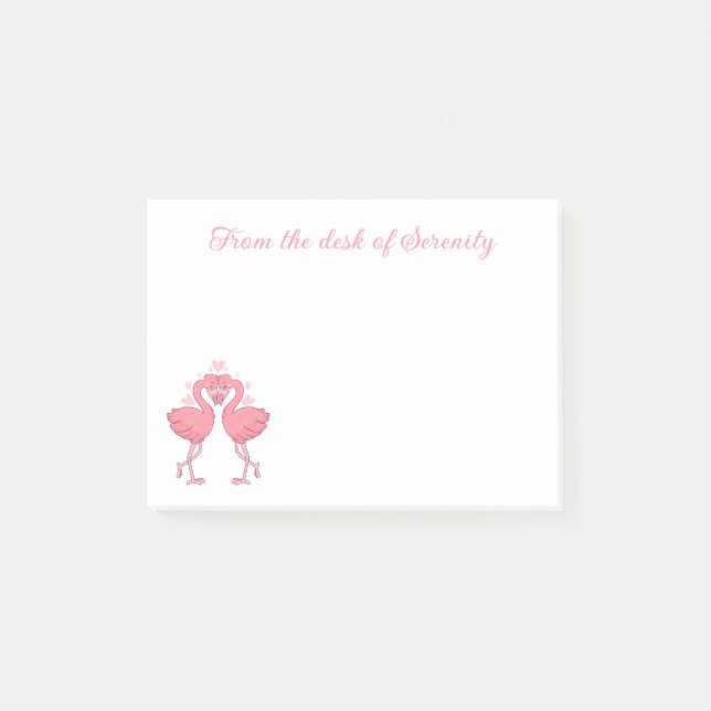Cute Pink Flamingo Love Tropical Hawaiian Beach Post-it Notes (Front)
