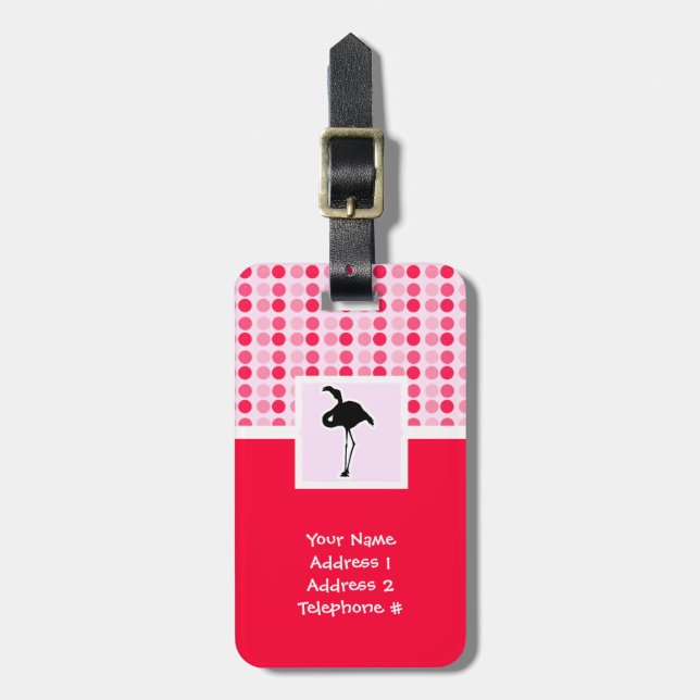 Cute Pink Flamingo Luggage Tag (Front Vertical)