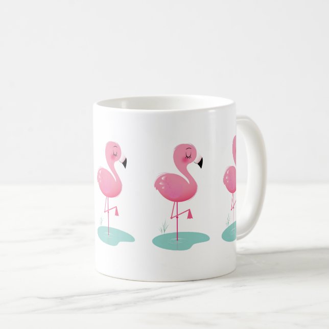 Cute Pink Flamingo Mug (Front Right)