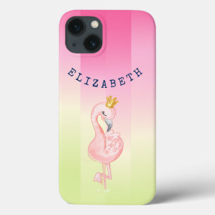 Cute Pink Flamingo Ombre Striped     iPhone 13 Case