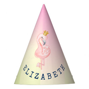 Cute Pink Flamingo Ombre Striped    Party Hat