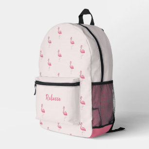 Cute pink flamingo personalised printed backpack
