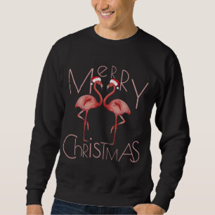 Cute Pink Flamingo Santa Hat Merry Christmas Sweatshirt