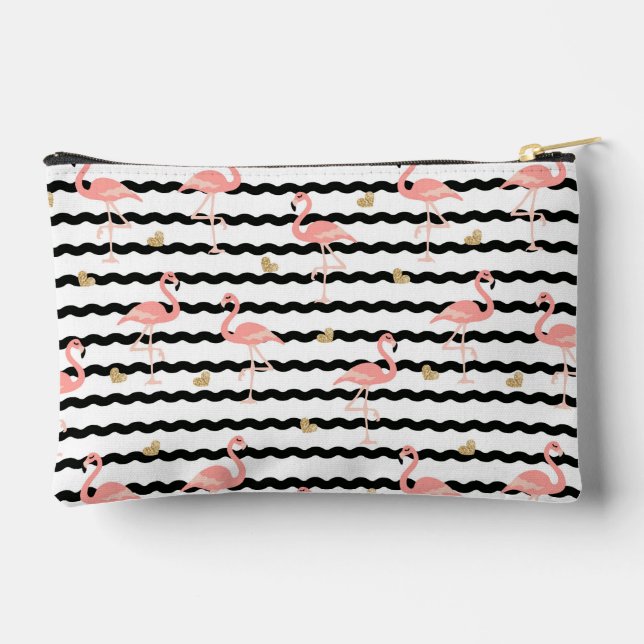 Cute Pink Flamingo Seamless Pattern Accessory Pouch (Back)