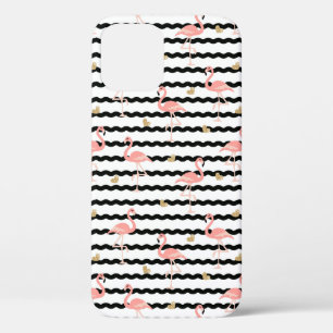 Cute Pink Flamingo Seamless Pattern iPhone 12 Case