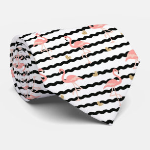 Cute Pink Flamingo Seamless Pattern Tie