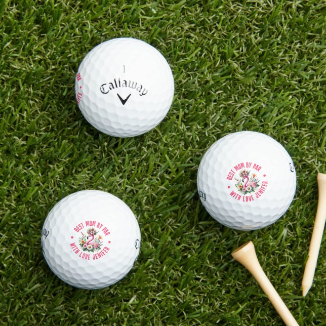 Cute Pink Flamingo Spring Tropical Flowers Golf Balls (Insitu Grass)