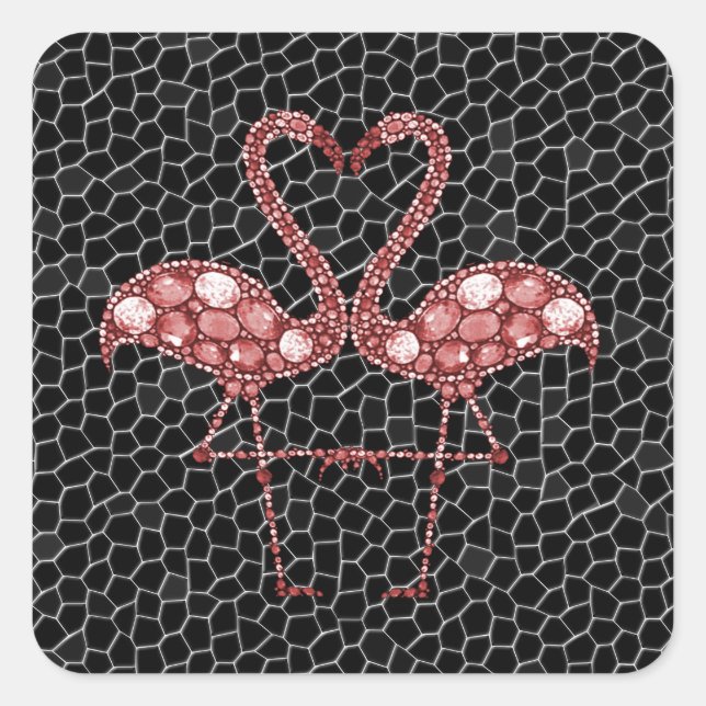 Cute Pink Flamingo Square Sticker (Front)