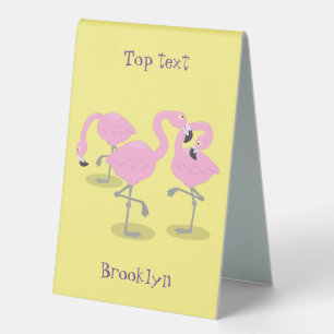 Cute pink flamingo trio cartoon illustration
