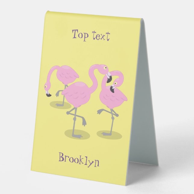 Cute pink flamingo trio cartoon illustration (Front)