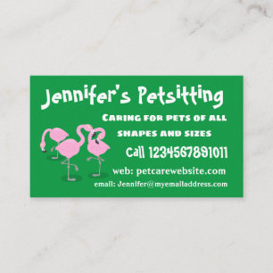 Cute pink flamingo trio cartoon illustration business card