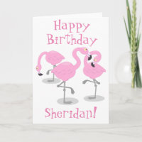 Cute pink flamingo trio cartoon illustration