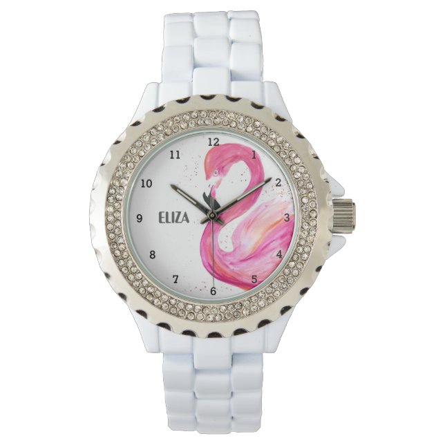 Cute Pink Flamingo Tropical Bird Wildlife Watch (Front)