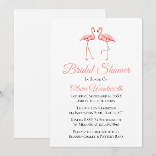 Cute Pink Flamingo Tropical Bridal Shower Invitation