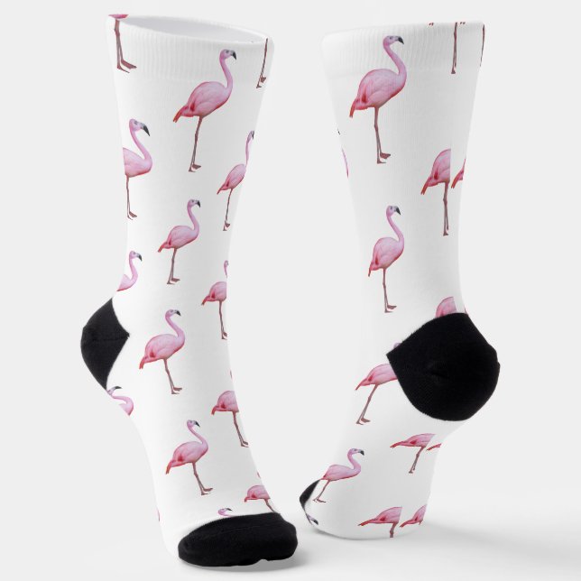  Cute Pink Flamingo Tropical Girly  Socks (Angled)
