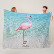 Cute Pink Flamingo Tropical Sandy Beach Name