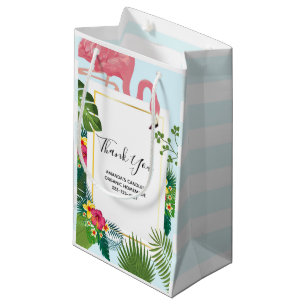 Cute Pink Flamingo Tropical Theme Business Small Gift Bag