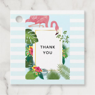 Cute Pink Flamingo Tropical Theme Thank You Favour Tags