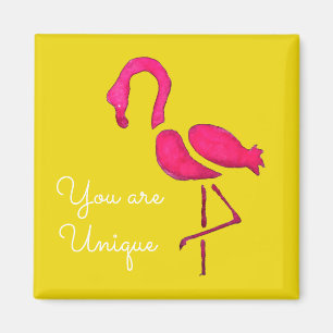 Cute pink flamingo unique bird magnet