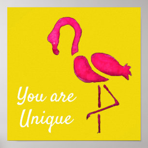 Cute pink flamingo unique bird poster