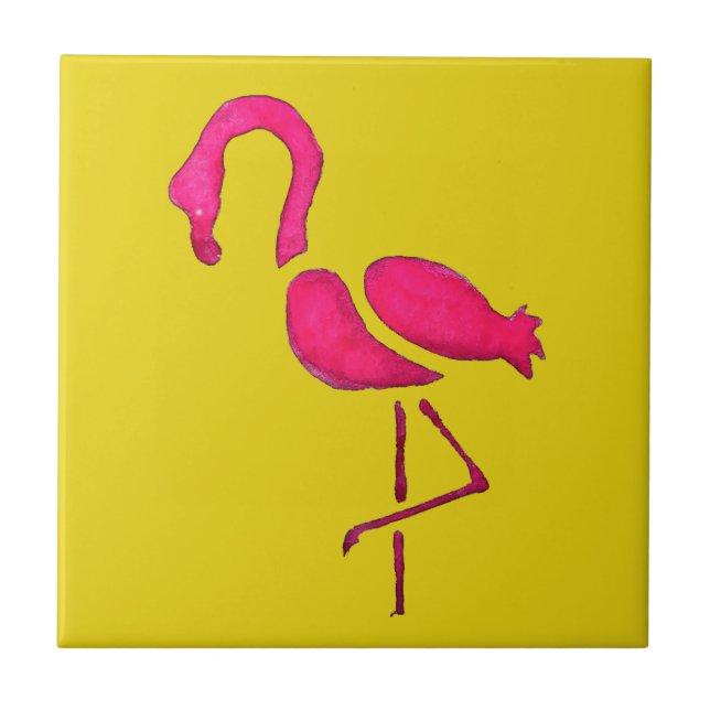 Cute pink flamingo unique bird tile (Front)