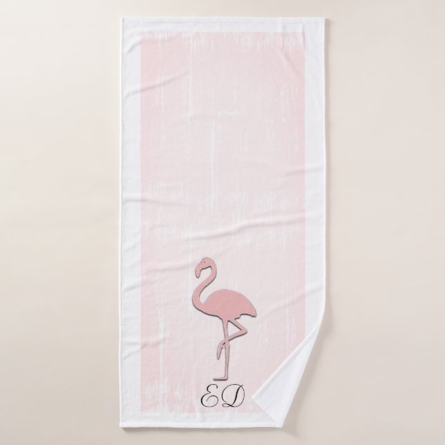 Cute Pink Flamingo Watercolor Look Bath Towel (Bath Towel)