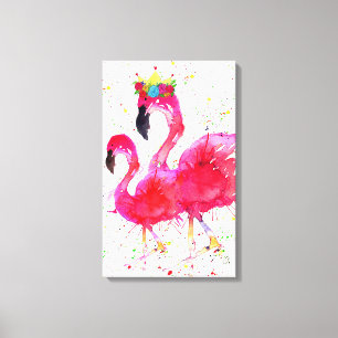 Cute Pink Flamingo with a Crown Canvas 16"x26" Print