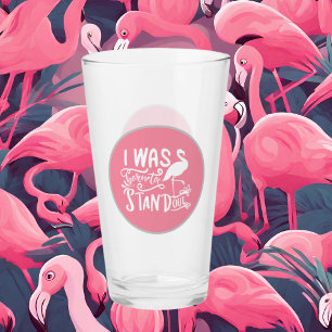 cute pink flamingo word art Glass