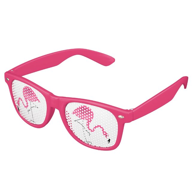 Cute Pink Flamingos Illustration Retro Sunglasses (Angled)