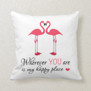 Cute Pink Flamingos in Love Cushion