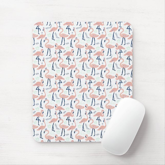 Cute pink flamingos mouse mat (With Mouse)