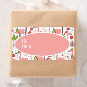 Cute Pink Flamingos Santa Hat Christmas To From