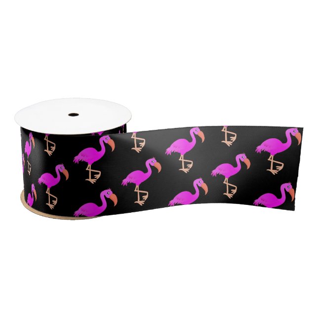 Cute Pink Flamingos Satin Ribbon (Spool)