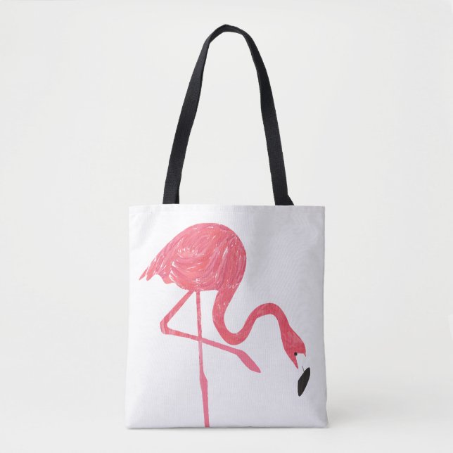 Cute Pink Flamingos Watercolor Illustration Tote Bag (Front)