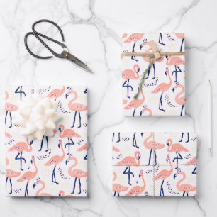 Cute pink flamingos wrapping paper sheet