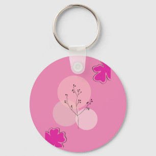 CUTE PINK FLORAL ABSTRACT KEY RING