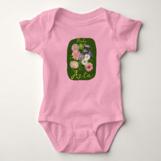 Cute Pink floral Baby bodysuit one-piece asters 