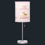 Cute Pink Floral Baby Pony Carousel Desk Lamp<br><div class="desc">Cute pink floral baby pony carousel with pale pink custom background colour,  watercolors illustration for newborn.</div>