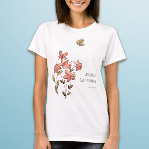 Cute Pink Floral Baby Shower  T-Shirt