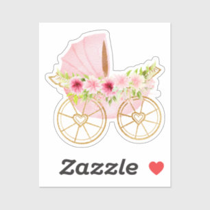 Cute Pink Floral Baby Stroller