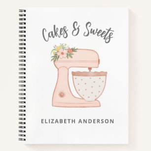 Cute Pink Floral Bakery Cake Mixer Notebook