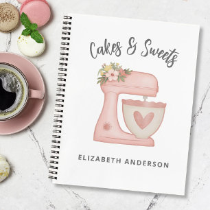 Cute Pink Floral Bakery Cake Mixer Notebook
