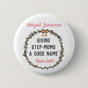 Cute Pink Floral Best Stepmom Happy Mother's Day 6 Cm Round Badge