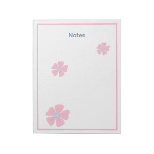 Cute Pink Floral Border Notes Notepad