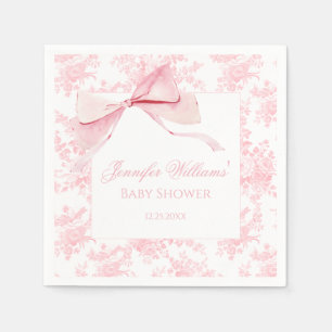 Cute Pink Floral Bow Coquette Baby Girl Shower Napkin