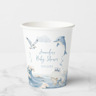 Cute Pink Floral Bow Spring Baby Girl Shower Paper Cups