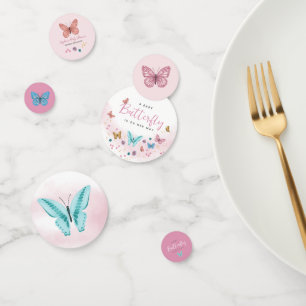Cute Pink Floral Butterfly Girls Baby Shower Confetti