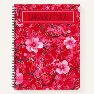 Cute Pink Floral Custom Monogrammed Notebook